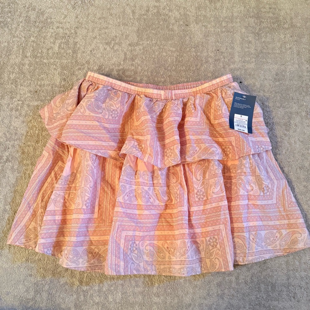 Universal Thread Peach Patterned A-Line Skirt